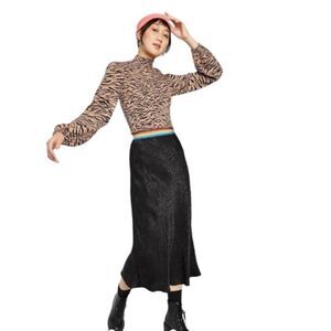 Sheer Mesh Leopard Blouse Top M